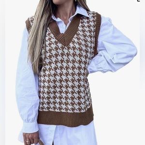 Sweezarmo  Womens V Neck Cable Knit Sweater Vest